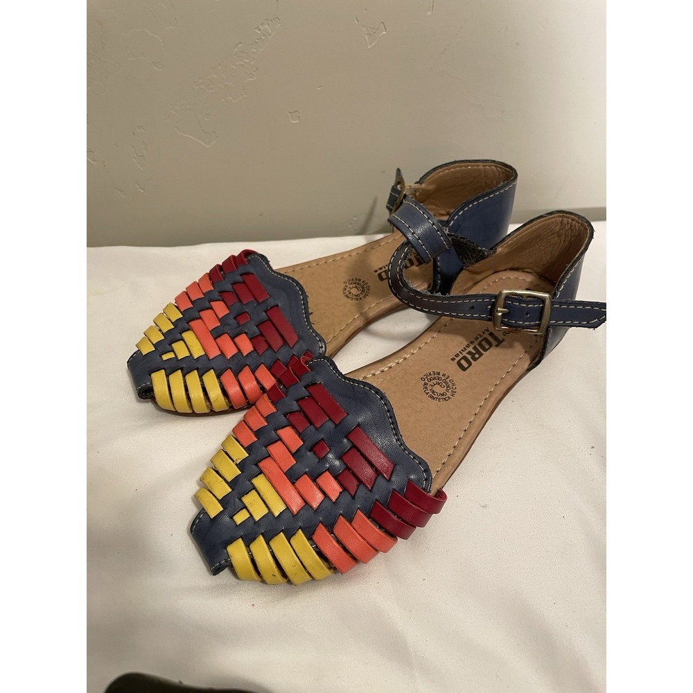 Toro Artesanias Huarache Sandals Size Mexico 21 USA 4.5 Woman's Folkloric, Boho